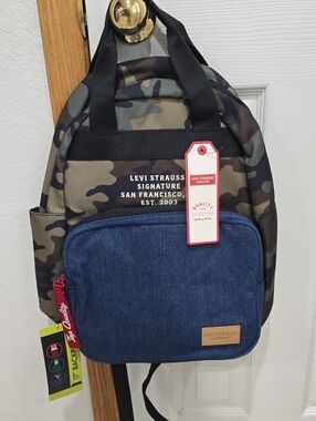 Levi's Men's Camouflage Backpack with Blue Front Pocket